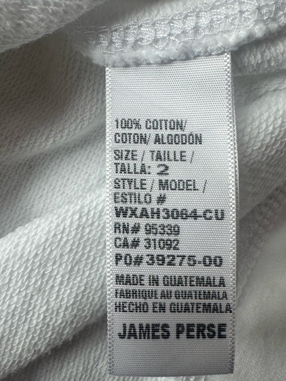 James Perse French Terry Short Sleeve Sweatshirt White Size 2 Size Medium EUC! - Picture 10 of 11